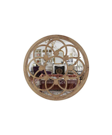 Rustic Round Decorative Large Wall Mirror 30 with Wood Frame for Living Room Bedroom Kitchen Entryway Wall Decor, Sunflower