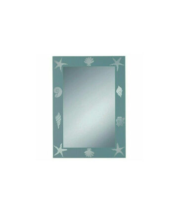 Silver Edge Sea Fish Printed Wall Mirror 50 X 70cm