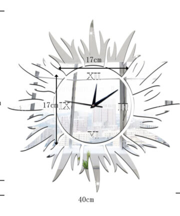 (Silver) sun decoration wall clock mirror