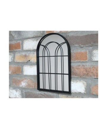 Small Black Wall Mirror Metal Arched Window Vintage Home / Garden 30cm