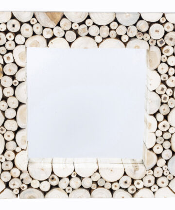 (Square) Wood Teak Bamboo Framed Mirror Hallway Room Home