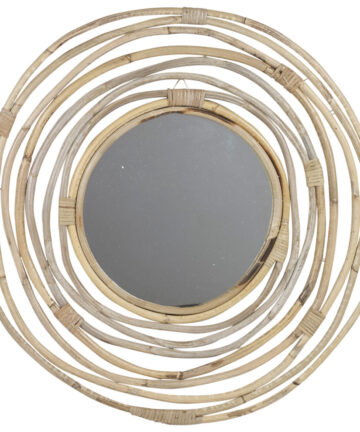 (Swirl) Kubo Round Wall Mounted Hand Made Wooden Mirror