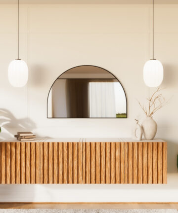 The Style Haus Matte Black Arch Wall Mirror H800 x W1200mm