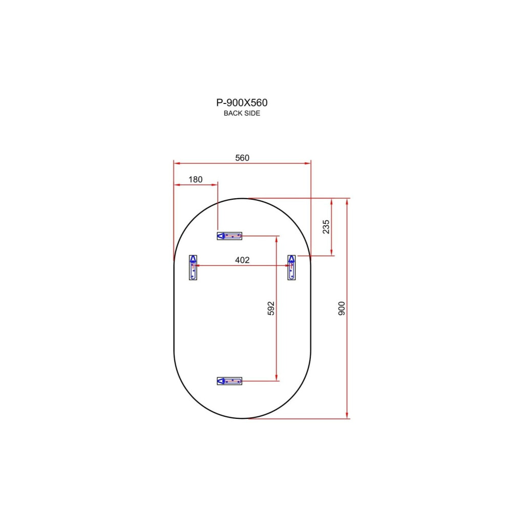 The Style Haus Matte Black Pill Wall Mirror H900 x W560mm