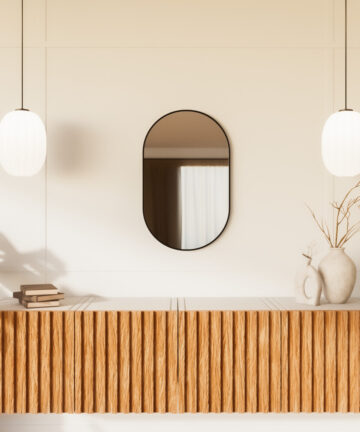 The Style Haus Matte Black Pill Wall Mirror H900 x W560mm