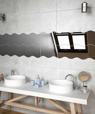 4x Wall Mirrors Wave Glass Bedroom Furniture Garden Interior Decor