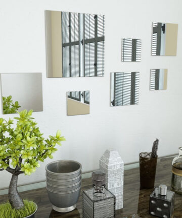 7 Piece Wall Mirror Set Square Glass Home Bedroom Vanity Makeup Decor
