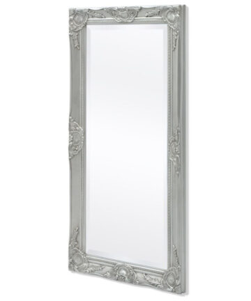 Silver Baroque-Style Hanging Wall Mirror 100 x 50cm