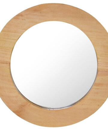 vidaXL Wall Mirror 40 cm Teak Round Home Decorative Hanging Wooden Mirror