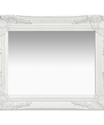 Wall Mirror Baroque Style 50x40 cm White