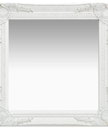 Wall Mirror Baroque Style 50x50 cm White