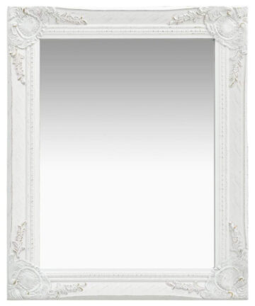 Wall Mirror Baroque Style 50x60 cm White