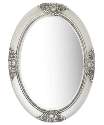 Wall Mirror Baroque Style 50x70 cm Silver