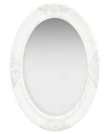 Wall Mirror Baroque Style 50x70 cm White