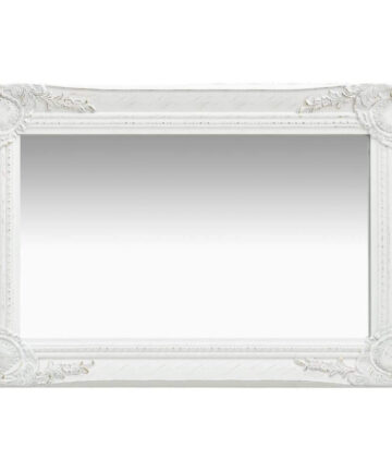 Wall Mirror Baroque Style 60x40 cm White