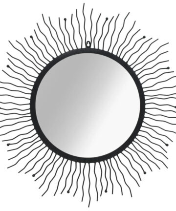 Wall Mirror Sunburst 80cm Black Home Bathroom Hanging Make-up Vanity