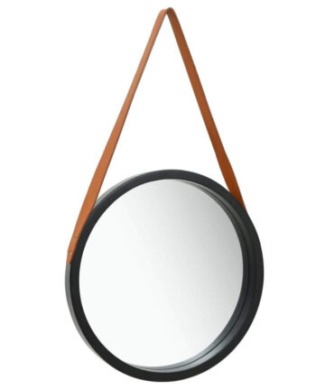 vidaXL Wall Mirror with Strap 40 cm Black