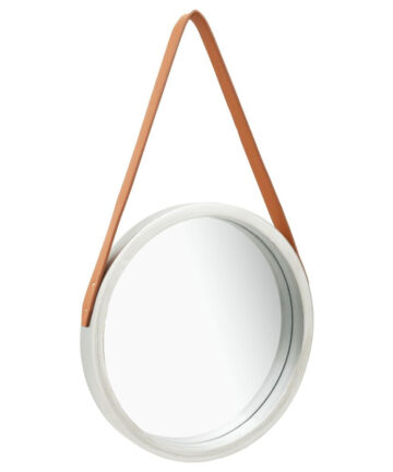 vidaXL Wall Mirror with Strap 40 cm Silver