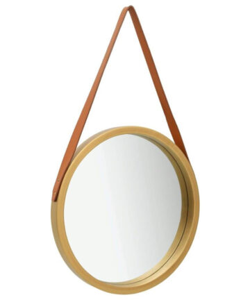 vidaXL Wall Mirror with Strap 50 cm Gold