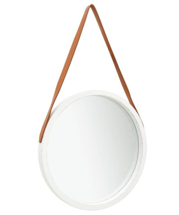 vidaXL Wall Mirror with Strap 50 cm White