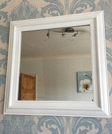 VINTAGE WHITE WALL MIRROR square frame dorset country style wall mirror 55x55cm