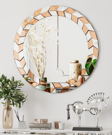 Wall Mounted Glass Round Hanging Accent Mirror Home Decoration