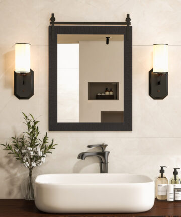 Wall Mounted Mirror Vanity Make Up Farmhouse Wall Mirror Rectangle Decorative