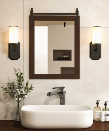 Wall Mounted Mirror Vanity Make Up Farmhouse Wall Mirror Rectangle Decorative