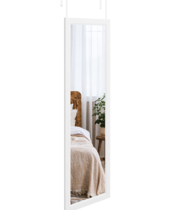 (White) Over Door Mirror Full Length 110x33cm Wall Mounted