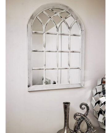 White Rustic Soho Window Style Mirror Elegant Mirror 50.5X71 Cm