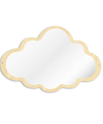Wooden Engraved Acrylic Cloud Mirror Nursery Kids Room Decor Frameless Children Safety Wall Mirror Hanging Make-up Mirror