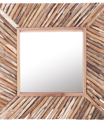 Wooden Wall Mirror 60 x 60 cm Light KANAB