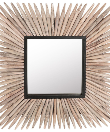 Wooden Wall Mirror 64 x 64 cm Light SASABE