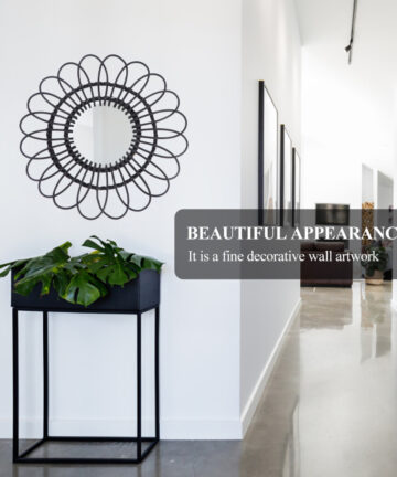 Wovan Wall Mirror Rattan Mirror Wall Hangings Decorative Mirror for Bathroom Living Room Bedroom Dresser ( )